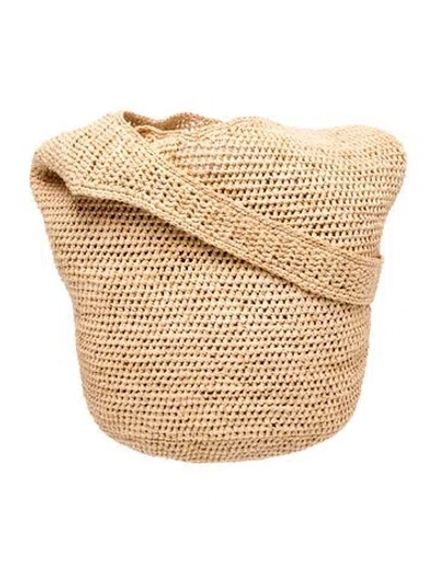Pre-owned Helen Kaminski Raffia Bucket Bag In Neutral