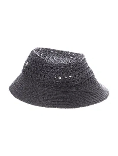 Pre-owned Helen Kaminski Raffia Bucket Hat In Black