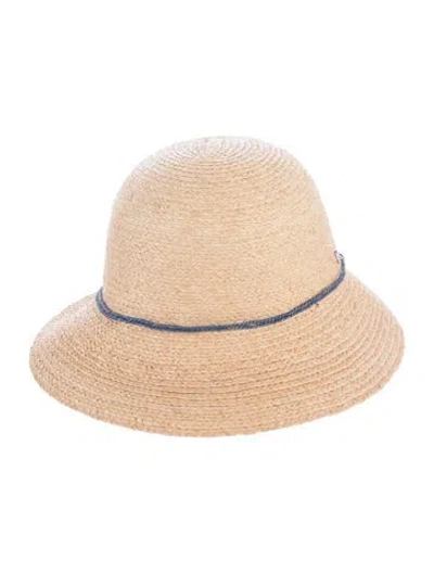 Pre-owned Helen Kaminski Raffia Cloche Hat In Neutral