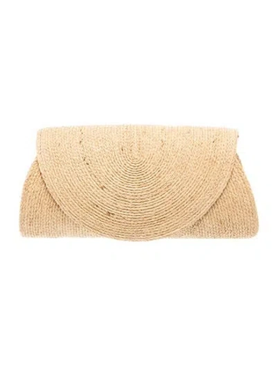 Pre-owned Helen Kaminski Raffia Clutch In Neutral