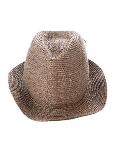 Pre-owned Helen Kaminski Raffia Fedora In Brown