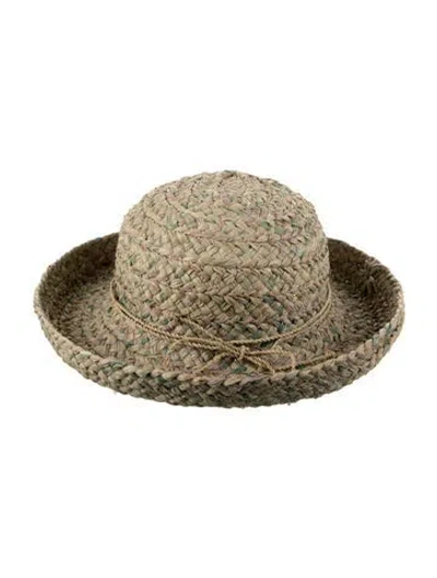 Pre-owned Helen Kaminski Raffia Fedora Hat In Neutrals