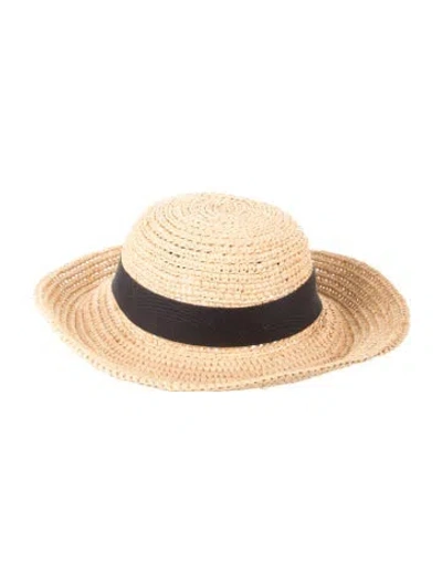 Pre-owned Helen Kaminski Raffia Grosgrain Hat In Neutrals