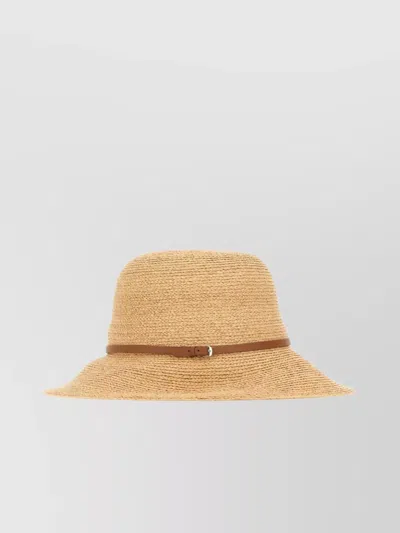 Helen Kaminski Raffia Hat With Belt Detail And Wide Brim In Brown