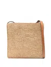 Helen Kaminski Raffia Leather-trimmed Shoulder Bag In Neutral