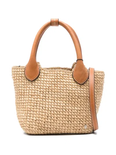 Helen Kaminski Raffia Leather-trimmed Tote Bag In Neutral