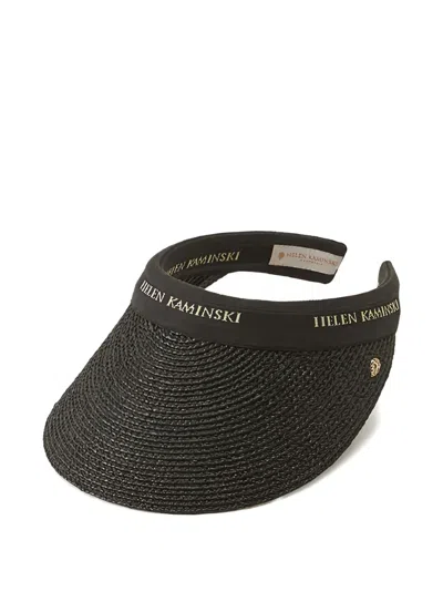 Helen Kaminski Raffia Logo-band Visor In Black