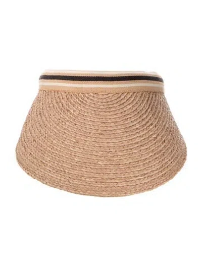 Pre-owned Helen Kaminski Raffia Logo Visor In Neutrals