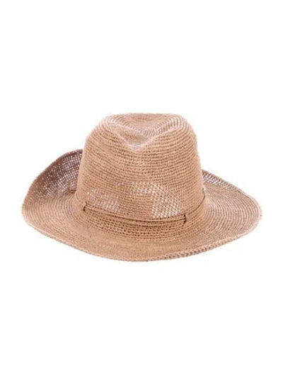 Pre-owned Helen Kaminski Raffia Panama Hat In Brown
