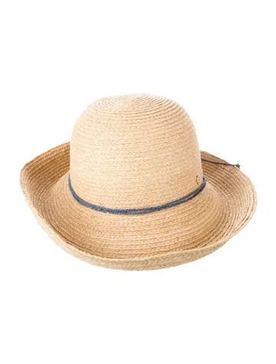 Pre-owned Helen Kaminski Raffia Rounded Sun Hat W/tags In Blue/neutrals