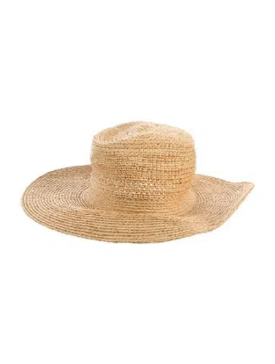 Pre-owned Helen Kaminski Raffia Summer Hat In Yellow