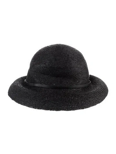 Pre-owned Helen Kaminski Raffia Sun Hat In Black