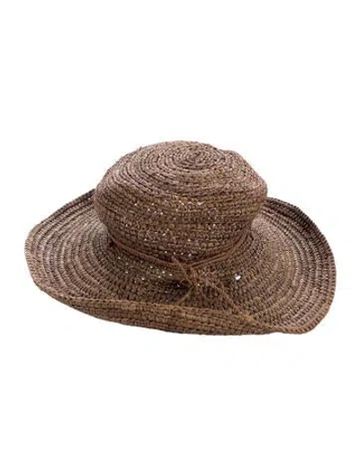 Pre-owned Helen Kaminski Raffia Sun Hat In Brown