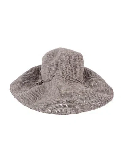 Pre-owned Helen Kaminski Raffia Sun Hat In Gray