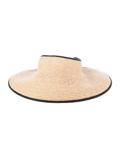 Pre-owned Helen Kaminski Raffia Sun Visiors Hat In Black/neutrals