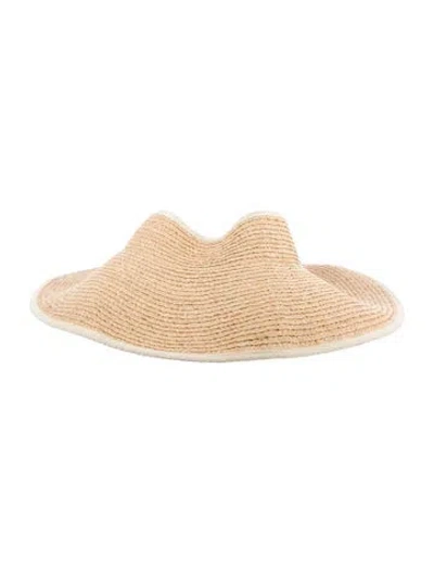 Pre-owned Helen Kaminski Raffia Sun Visor In Neutral