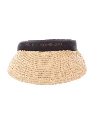 Pre-owned Helen Kaminski Raffia Sun Visor In Neutrals