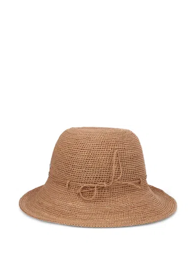 Helen Kaminski Raffia Tie-detail Hat In Brown
