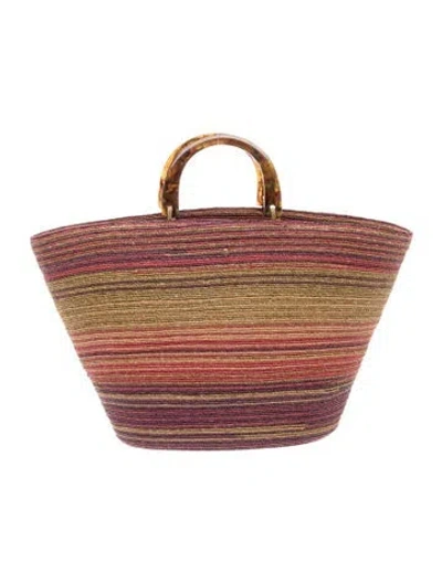 Pre-owned Helen Kaminski Raffia Top Handle Bag In Brown