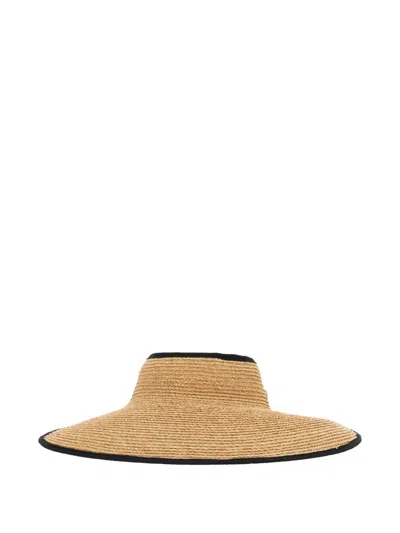 Helen Kaminski Never Woven Raffia Wide-brim Visor Hat In Brown