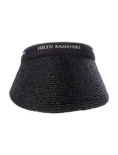 Pre-owned Helen Kaminski Raffia Visor Hat In Black