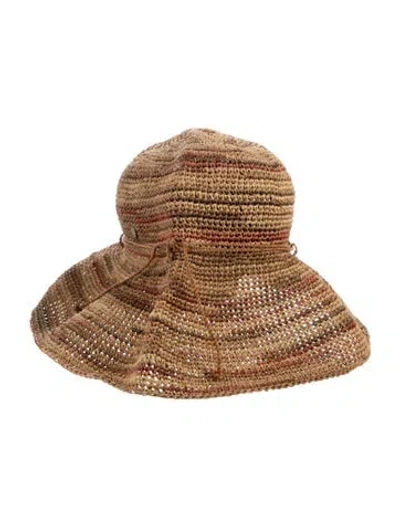 Pre-owned Helen Kaminski Raffia Wide Brim Bucket Hat In Neutral
