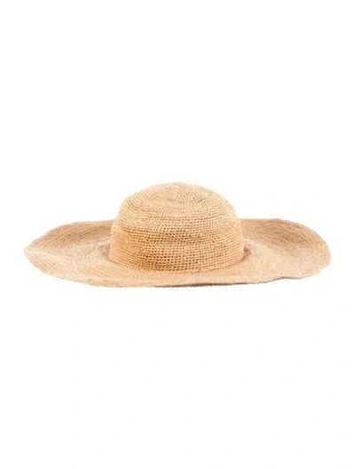 Pre-owned Helen Kaminski Raffia Wide Brim Sun Hat In Neutrals