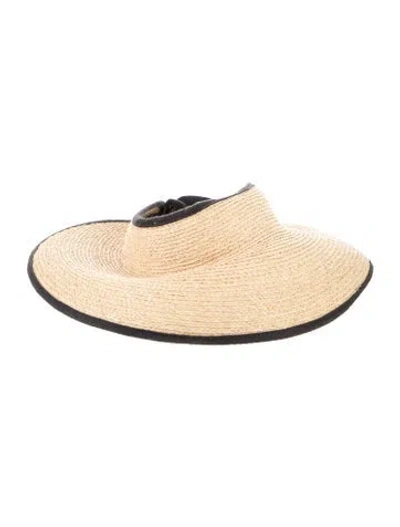 Pre-owned Helen Kaminski Raffia Wide Brim Visor In Neutral