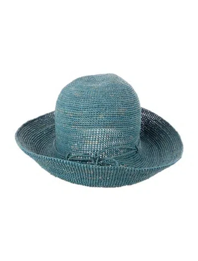 Pre-owned Helen Kaminski Raffia Woven Hat In Blue
