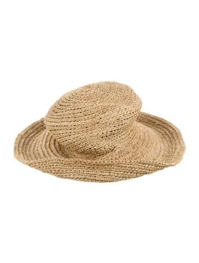 Pre-owned Helen Kaminski Raffia Woven Sun Hat In Neutrals