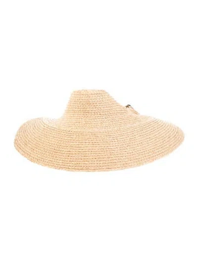 Pre-owned Helen Kaminski Raffia Woven Sun Visor Hat In Neutrals