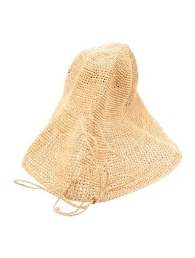 Pre-owned Helen Kaminski Raffia Woven Wide Brim Sun Hat In Neutral