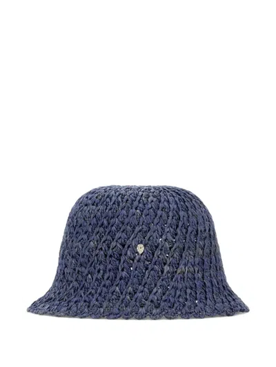 Helen Kaminski Air Force Blue Raffia Rio Bucket Hat