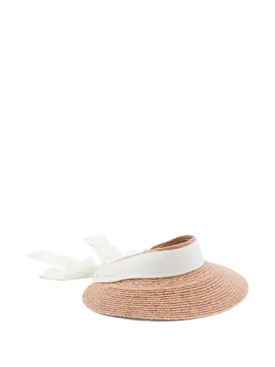 Helen Kaminski Sabina Raffia Ribbon Visor In Metallic