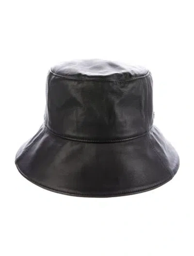 Pre-owned Helen Kaminski Sheep Leather Bucket Hat W/tags In Black