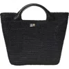 Helen Kaminski Small Raffia Basket Tote In Charcoal/black