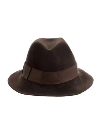 Pre-owned Helen Kaminski Solid Felt Fedora In Brown