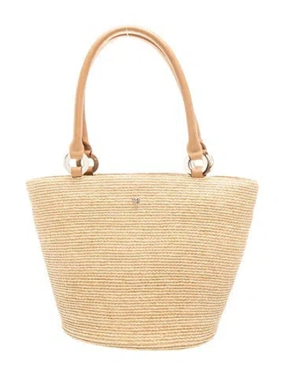 Pre-owned Helen Kaminski Straw Bucket Bag In Neutrals