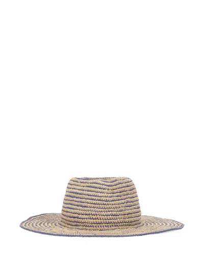 Helen Kaminski Striped Raffia Hat In Neutral