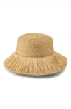 Helen Kaminski Tate Raffia Fringe Bucket Hat In Brown