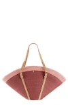 Helen Kaminski Tri Raffia Large Tote In Rose/peony/cara