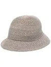 Helen Kaminski Raffia Besa 6 Cloche Hat With Leather Detail In Grey
