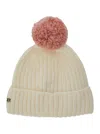 Helen Kaminski 'tiana' White Beanie With Pompom And Logo Plaque On The Front In White