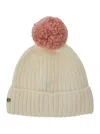 Helen Kaminski 'tiana' White Beanie With Pompom And Logo Plaque On The Front In White