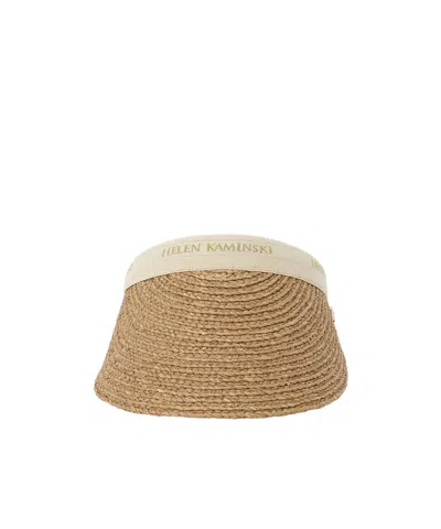 Helen Kaminski White 10 Raffia Visor Hat In Brown