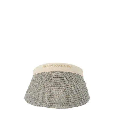Helen Kaminski White 10 Raffia Visor Hat In Gray