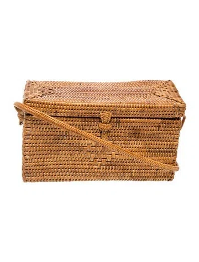 Pre-owned Helen Kaminski Wicker Minaudière In Brown
