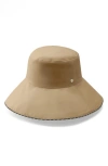 Helen Kaminski Wide Brim Cotton Bucket Hat In Camel/ Black