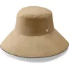Helen Kaminski Wide Brim Cotton Bucket Hat In Camel/black