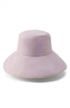 Helen Kaminski Wide Brim Cotton Bucket Hat In Lavender/ Oat